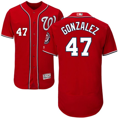 Nationals #47 Gio Gonzalez Red Flexbase Authentic Collection Stitched MLB Jersey